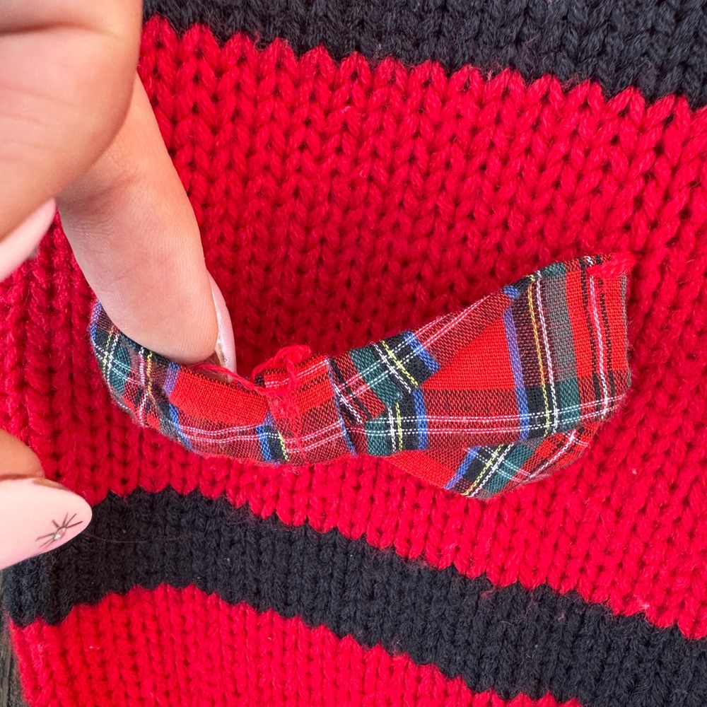 1980s Vintage Spice of Life Scotty Dog Plaid Bows Pullover Sweater - Picture 9 of 9
